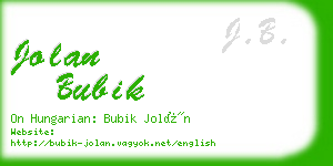 jolan bubik business card